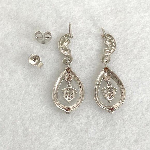 Sterling Silver 925 DBJ Dee Berkley Jewelry Single Diamond Dangle Earrings - Picture 8 of 16